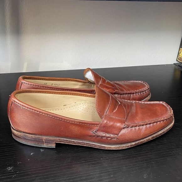 Allen Edmonds Hanover Brown Leather Moc Toe Penny Loafer Dress Shoe Mens US 10 B - Picture 2 of 12